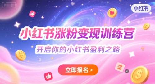 小红书涨粉变现训练营，开启你的小红书盈利之路-讯领网创