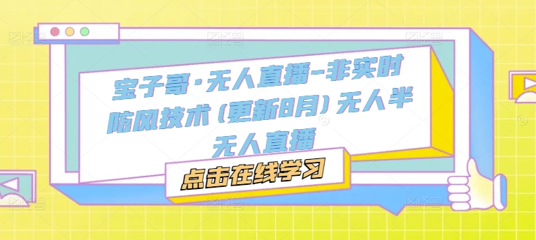 宝子哥·无人直播-非实时防风技术(更新25年7月)无人半无人直播-讯领网创