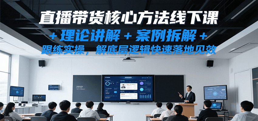 直播带货核心方法线下课，理论讲解+案例拆解+跟练实操，解底层逻辑快速落地见效-讯领网创