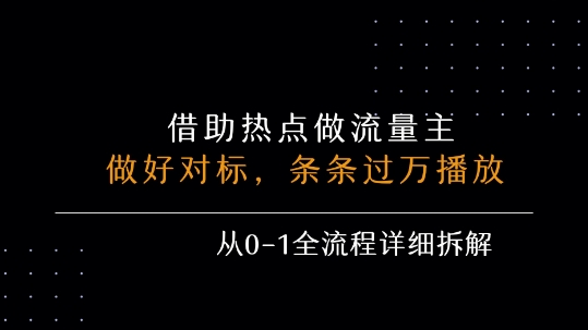 借力热点，乘顺风车玩流量主，条条过万播放， 每月收益5k+，从0-1全流程详细拆解-讯领网创