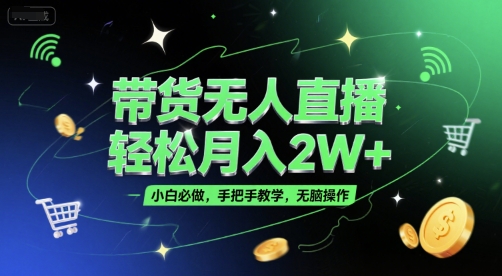 带货无人直播，轻松月入2W+，小白必做，手把手教学，无脑操作(附学习资料)-讯领网创
