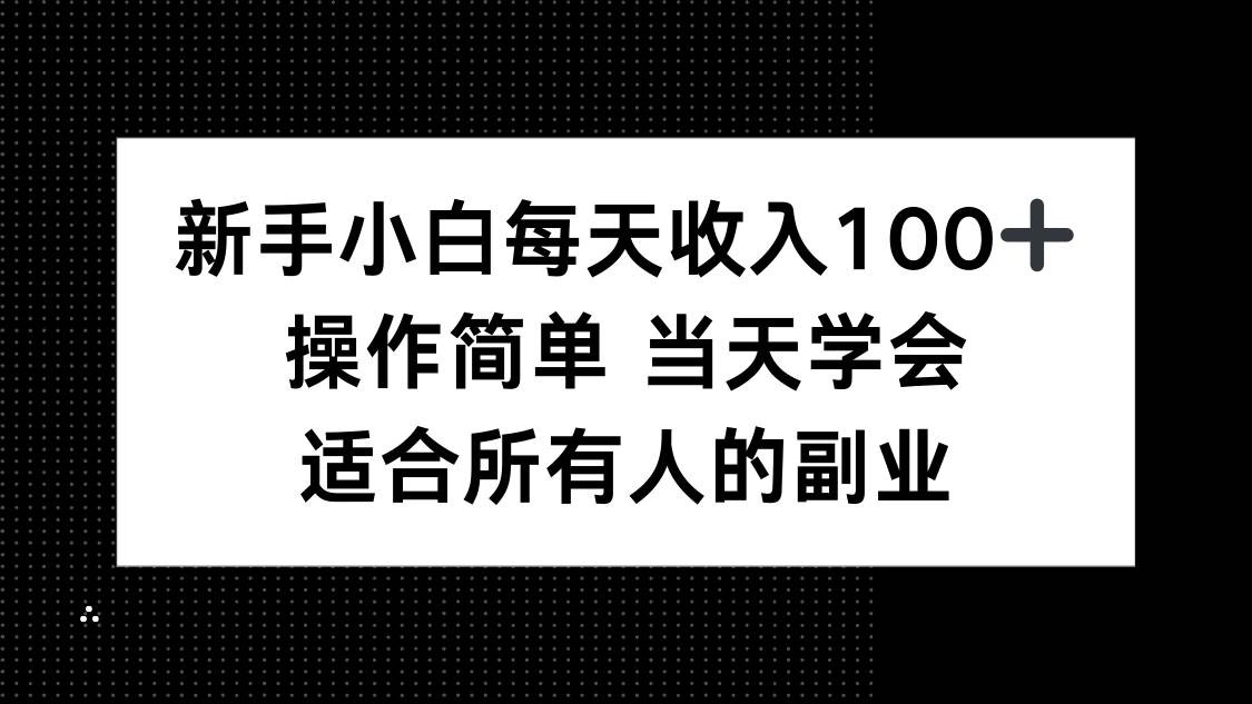 （15937期）新手小白每天收入100+，操作简单 当天学会 ，适合所有人的副业-讯领网创