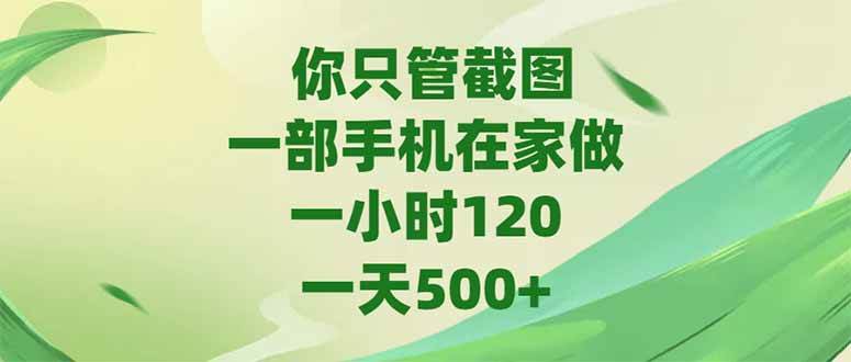 （15039期）你只管截图，一部手机在家做，一小时120，-天500+-讯领网创