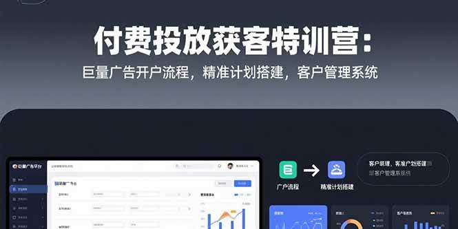 （15426期）付费投放获客特训营：巨量广告开户流程，精准计划搭建，客户管理系统-讯领网创