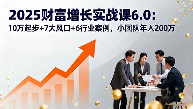 （16004期）2025财富增长实战课6.0：10万起步+7大风口+6行业案例，小团队年入200万-讯领网创