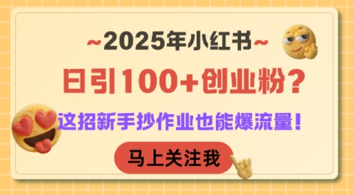 2025年小红书日引100+创业粉？这招新手抄作业也能爆流量！-讯领网创