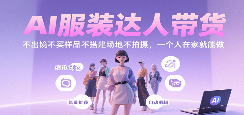 AI服装达人带货，不出镜不买样品不搭建场地不拍摄，一个人在家就能做-讯领网创