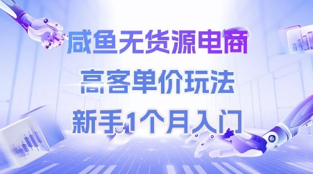 咸鱼无货源电商，高客单价玩法，新手1个月入门-讯领网创