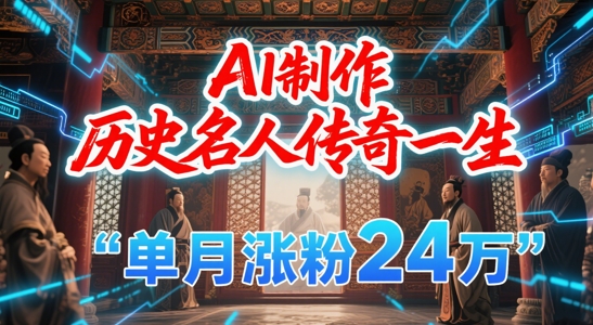 暴力起号！用AI制作历史名人传奇一生，单月涨粉24W，涨粉+变现赛道黑马来了-讯领网创