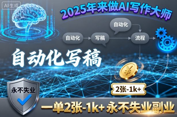 2025年来做AI写作大师，自动化写稿，一单2张-1k+，永不失业副业-讯领网创