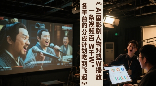 AI三国影视剧人物对口型唱歌玩法，一条视频百W千W播放，各平台的分成计划吃到飞起-讯领网创