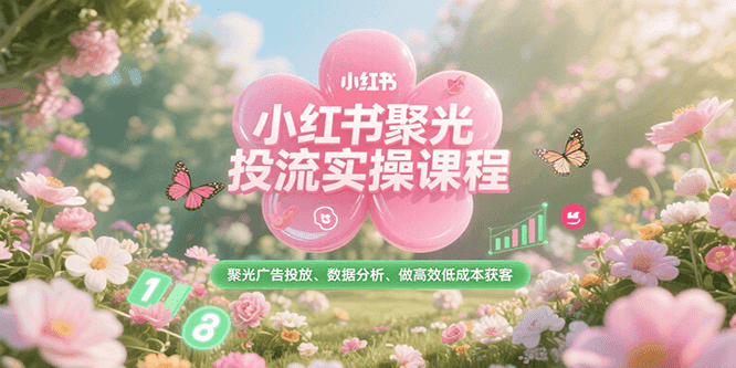 小红书聚光投流实操课程，聚光广告投放、数据分析、做高效低成本获客-讯领网创