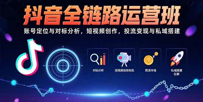 （15525期）抖音全链路运营班：账号定位与对标分析，短视频创作，投流变现与私域搭建-讯领网创