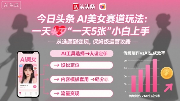 今日头条AI美女赛道玩法，一天轻松5张，小白轻松上手-讯领网创