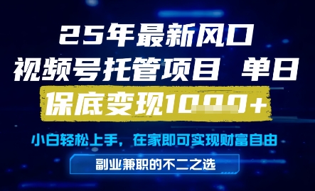 25年最新风口，视频号托管项目，单日保底变现1k+，手把手教学【揭秘】-讯领网创