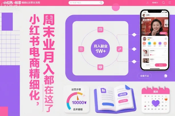 小红书电商精细化运营全流程，周末副业月入1W+，全套方法都在这了-讯领网创