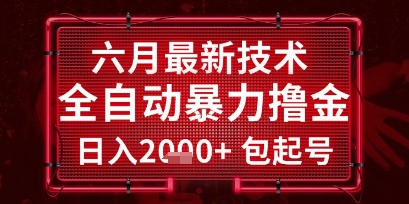 六月最新技术全自动暴力撸金，稳定日入2k+包起号，长期稳定【揭秘】-讯领网创