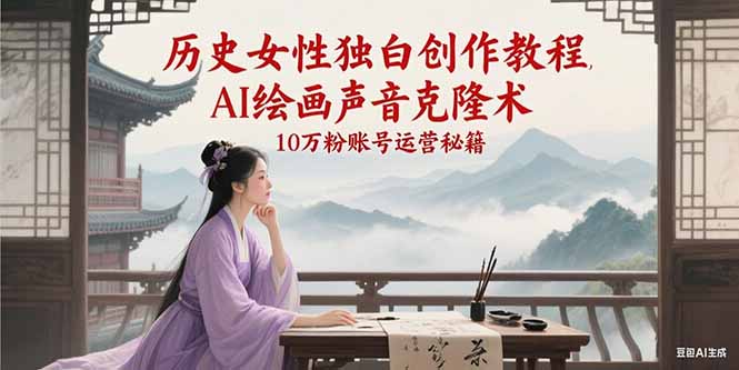 历史女性独白创作教程，AI绘画声音克隆术，10万粉账号运营秘籍-讯领网创