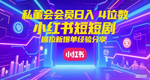 私董会会员日入4位数小红书红果短剧拉新爆单经验分享-讯领网创