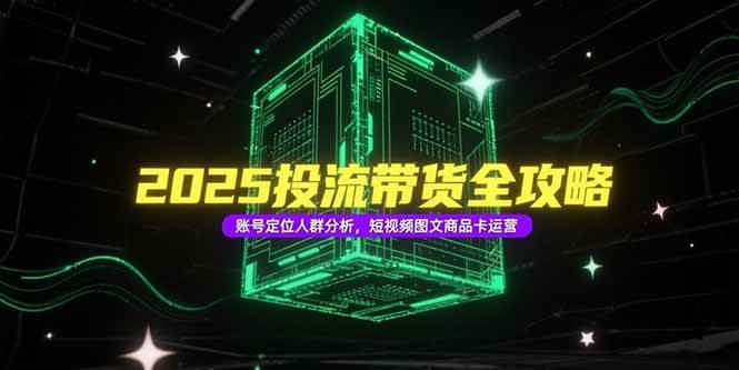 （15233期）2025投流带货全攻略，账号定位人群分析，短视频图文商品卡运营-讯领网创