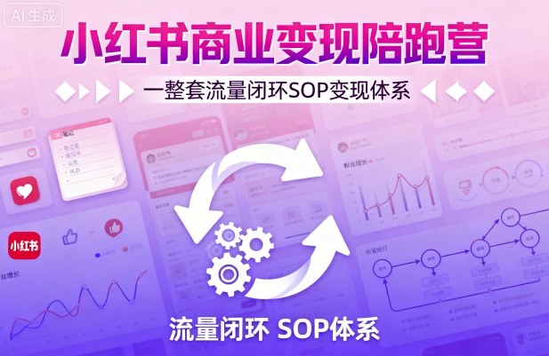 小红书商业变现陪跑营，轻IP矩阵 私域获客 聚光投流，一整套流量闭环SOP变现体系-讯领网创