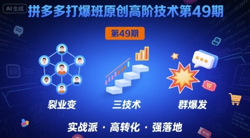 拼多多打爆班原创高阶技术第49期，拼多多裂变+阶梯+群爆-讯领网创