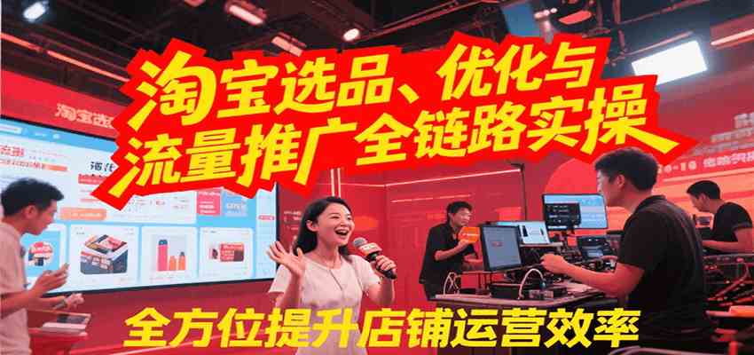 淘宝选品、优化与流量推广全链路实操，全面提升店铺运营效率-讯领网创
