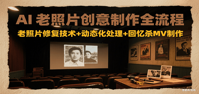 AI老照片创意制作全流程：老照片修复技术+动态化处理+回忆杀MV制作-讯领网创