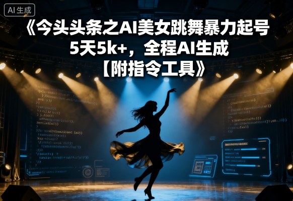 今日头条之AI美女跳舞暴力起号，5天1k+，全程AI生成【附指令工具】-讯领网创
