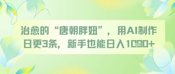 治愈的“唐朝胖妞”，用AI制作日更3条，新手也能日入多张-讯领网创