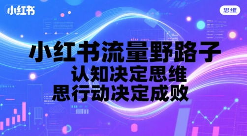 小红书流量野路子，认知决定思维，思维决定行动，行动决定成败-讯领网创