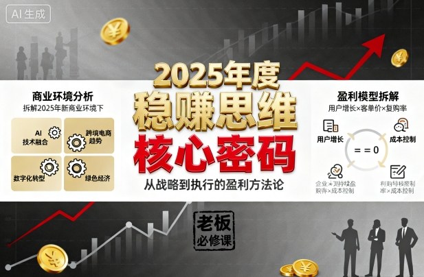 2025年度稳賺思维老板创业营，拆解2025年新商业环境下，企业实现持续盈利的核心密码-讯领网创
