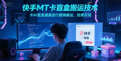 快手MT卡盲盒搬运技术，卡AI盲盒通道进行替换搬运，效果自测-讯领网创
