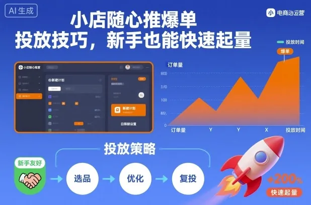 小店随心推爆单投放技巧，新手也能快速起量-讯领网创