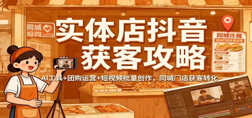 实体店抖音获客攻略：AI工具+团购运营+短视频批量创作，同城门店获客转化-讯领网创