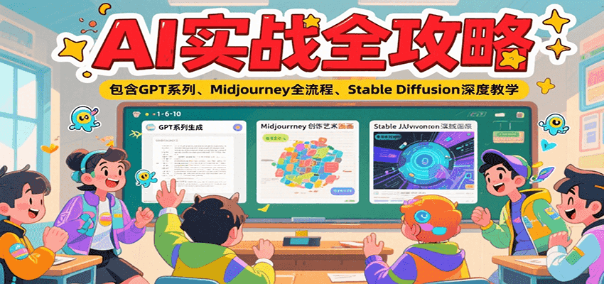 AI实战全攻略，包含GPT系列、Midjourney全流程、Stable Diffusion深度教学-讯领网创