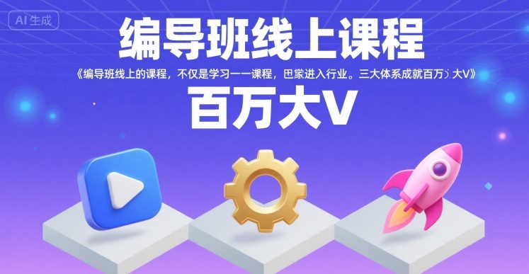 编导班线上课程，不仅是学习一门课程，更是进入一个行业，三大体系成就百万大V-讯领网创