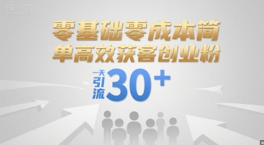 零基础零成本简单高效获客创业粉，一天引流30+-讯领网创