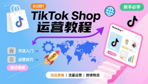 TikTok Shop从0到1运营教程，TikTok跨境电商新手必学课程-讯领网创