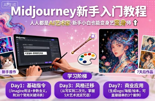 midjourney新手入门教程：人人都是AI艺术家，新手小白也能变身艺术大师-讯领网创