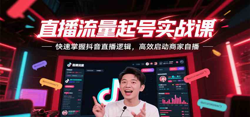 直播流量起号实战课，快速掌握抖音直播逻辑，高效启动商家自播-讯领网创