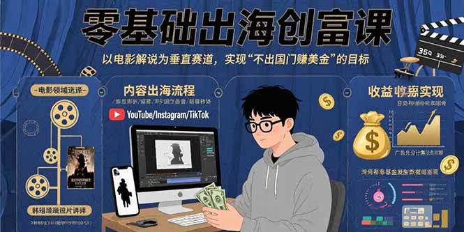 （15709期）零基础出海创富课：以电影解说为垂直赛道，实现不出国门赚美金的目标-讯领网创