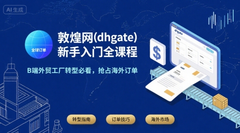 敦煌网(dhgate)新手入门全课程，B端外贸工厂转型必看，抢占海外订单-讯领网创