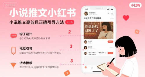小说推文小红书高转化引导方法实操课，小说推文高效且正确引导方法-讯领网创