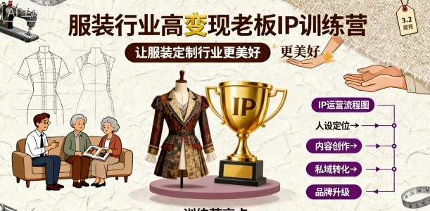 服装行业高变现老板IP训练营，让服装定制行业更美好-讯领网创
