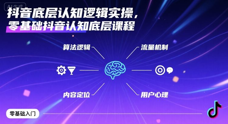 抖音底层认知逻辑实操，零基础抖音认知底层课程-讯领网创