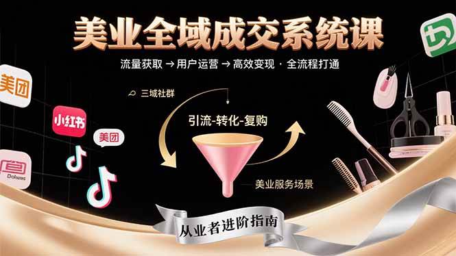 （15650期）美业全域成交系统课程：帮助美业从业者打通从流量获取到高效变现全流程-讯领网创