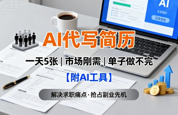 AI代写简历，一天5张，今年找工作难，市场刚需，单子做不完【附AI工具】-讯领网创