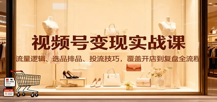 视频号变现实战课：流量逻辑、选品排品、投流技巧，覆盖开店到复盘全流程-五四资源网