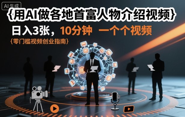 用AI做各地首富人物介绍视频，日入3张，10分钟一个视频-五四资源网